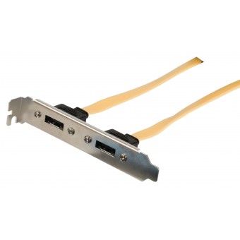 Sata 6 Gb /S-kabel intern 2x SATA 7-pins hunn - 2x SATA 7-pinners brakett 0,50 m Gul