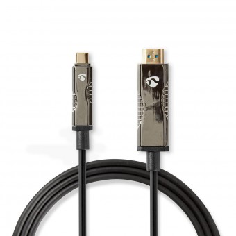 Aktiv optisk USB-kabel | USB-C™ hann | HDMI™-kontakt | 18 Gbps | 10,0 m | Runde | PVC | Svart | Gaveeske