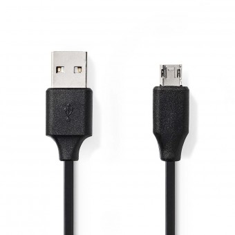 USB-kabel | USB 2.0 | USB-A hann | USB Micro-B hann vendbar | 480 Mbps | Forniklet | 1,00 m | Runde | PVC | Svart | Blemmer