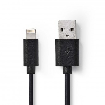Lynkabel | USB 2.0 | Apple Lightning 8-pins | USB-A hann | 480 Mbps | Forniklet | 1,00 m | Runde | PVC | Svart | Plastpose