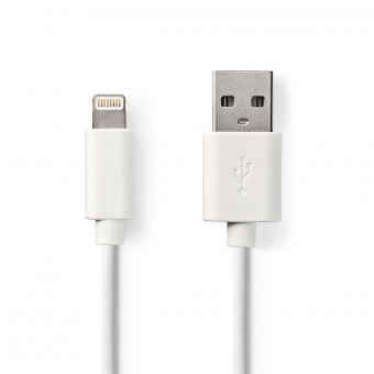 Lynkabel | USB 2.0 | Apple Lightning 8-pins | USB-A hann | 480 Mbps | Forniklet | 3,00 m | Runde | PVC | Hvit | Plastpose