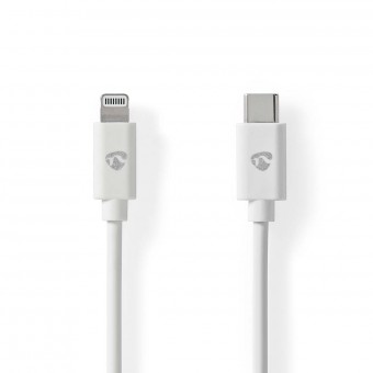 Lynkabel | USB 2.0 | Apple Lightning 8-pins | USB-C™ hann | 480 Mbps | Forniklet | 1,00 m | Runde | PVC | Hvit | Konvolutt