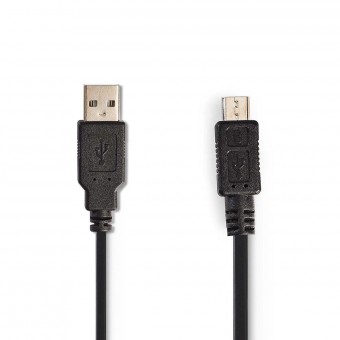 USB-kabel | USB 2.0 | USB-A hann | USB Micro-B hanne | 480 Mbps | Forniklet | 2,00 m | Rullet | PVC | Svart | Plastpose