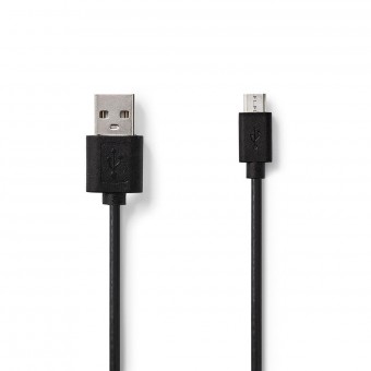 USB-kabel | USB 2.0 | USB-A hann | USB Micro-B hanne | 480 Mbps | Forniklet | 2,00 m | Runde | PVC | Svart | Føle