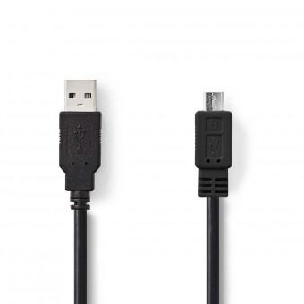 USB-kabel | USB 2.0 | USB-A hann | USB Micro-B hanne | 480 Mbps | Forniklet | 1,00 m | Runde | PVC | Svart | Eske
