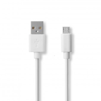 USB-kabel | USB 2.0 | USB-A hann | USB Micro-B hanne | 480 Mbps | Forniklet | 2,00 m | Runde | PVC | Hvit | Eske