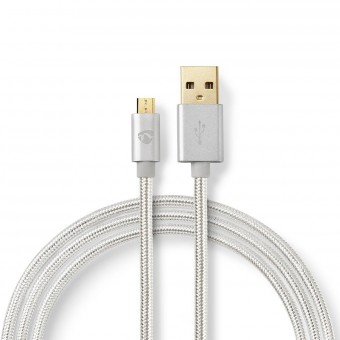 USB-kabel | USB 2.0 | USB-A hann | USB Micro-B hanne | 480 Mbps | Gullbelagt | 1,00 m | Runde | Flettet / Nylon | Aluminium | Dekk vindusboks