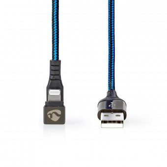 USB-kabel | USB 2.0 | Apple Lightning 8-Pinners | USB-A Han | 480 Mbps | Nikkel belagt | 2.00 m | Rund | Flettet / Nylon | Blå / Sort | Deksel Vindusboks