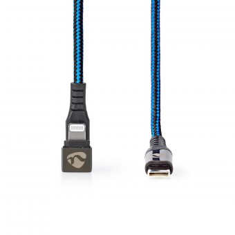 USB-kabel | USB 2.0 | Apple Lightning 8-Pinners | USB-C™ Hann | 480 Mbps | Nikkel belagt | 1.00 m | Rund | Flettet / Nylon | Blå / Sort | Deksel Vindusboks