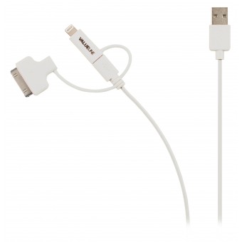 3-i-1 ladekabel USB A hann - Micro B hann 1,00 m Hvit