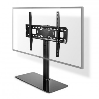 Fast TV- Stand | 32-65" | Maksimal vekt: 45 kg | Justerbare forhåndsinnstilte høyder | Herdet glass / stål | Svart