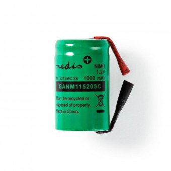 Oppladbar Ni-MH batteripakke | 1,2 V| Betalbar | 1000 mAh | Forhåndslastet | 1-polybag | N/A | Loddebolt | Grønn