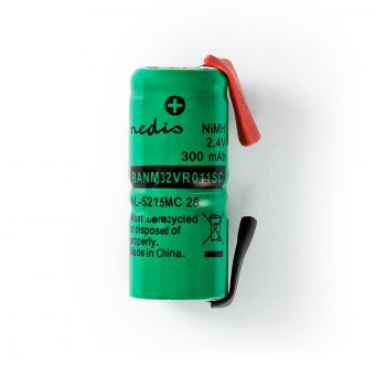 Oppladbar Ni-MH batteripakke | 2,4 V| Betalbar | 300 mAh | Forhåndslastet | 1-polybag | N/A | Loddebolt | Grønn