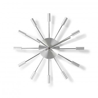 Veggklokke | Diameter: 340 mm | Metall | Sølv