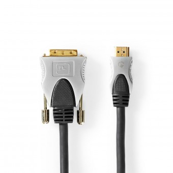 HDMI™-kabel | HDMI™-kontakt | DVI-D 18+1-pins hann | 1080p | Gullbelagt | 2,50 m | Bare | PVC | Antrasitt | Plastboks