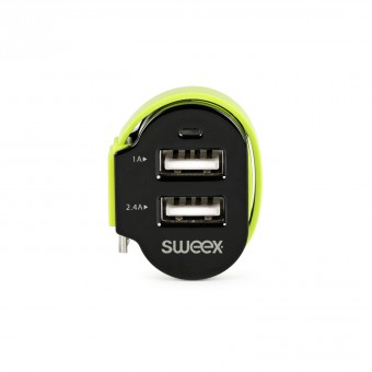 Billader 3-Utganger 6 A 2 x USB / Micro USB Sort/Grønn
