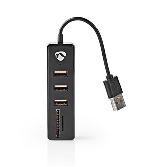 USB-hub 3-port | USB 2.0 | USB-drevet | SD & MicroSD / 3x USB