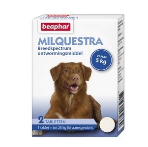 Beaphar Milquestra Deworming - Ormekurstabletter for Hunder fra 5-25 kg - 2 Tabletter