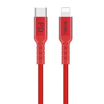 WIWU WP101 2.4 A USB-C / Type-C til 8-pinners Dataladekabel - 1 m - Rød