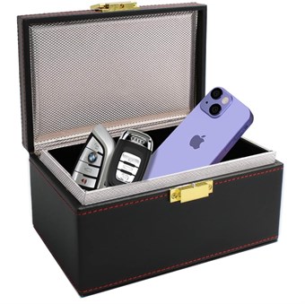 Anti RFID-skanningssikkerhetsboks for bilnøkkel eller kort osv. Stor størrelse: H: 10 cm B: 12 cm L: 19 cm.
