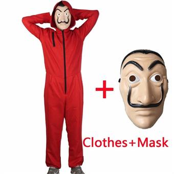 Papirhuset - La Casa de Papel Dragt - Money Heist - Kostyme + Maske - 160-165 cm - Liten