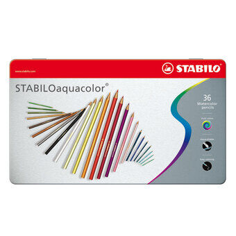 Stabilo aquacolor metallboks, 36 stk