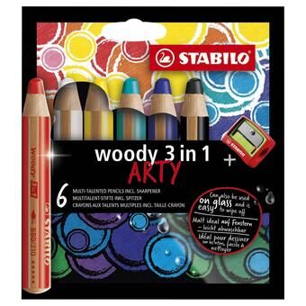 Stabilo woody arty fargeblyanter - 6 farger + tips