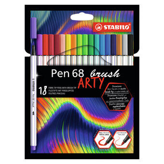 Stabilo penn 68 pensel arty tusj, 18 stk.