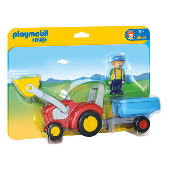 PLAYMOBIL 1.2.3. bonde med traktor og henger - 6964
