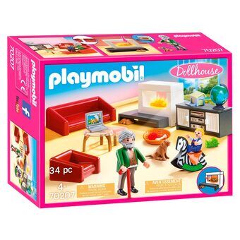 Playmobil Dukkehus Stue med Peis - 70207