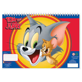 Tom & Jerry fargeleggingssider med sjablong og klistremerkeark