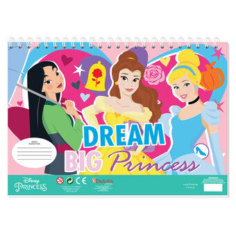 Disney prinsesse fargeleggingssider med sjablong og klistremerkeark