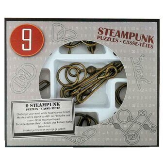 Steampunk hjernepuslespill grå, 9 deler.