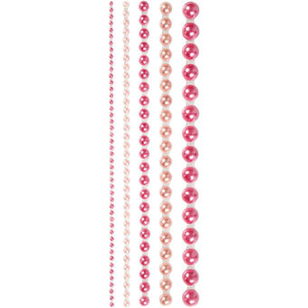 Halvklissete perler, rosa, 2-8mm, 140 stk.