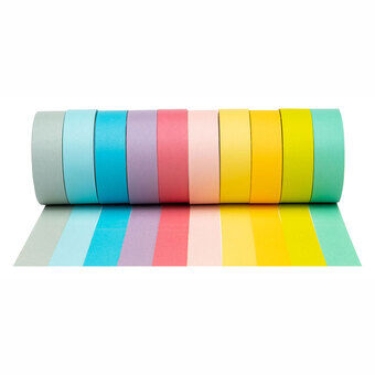 Farger - washi tape pastellfarger, sett med 10 stk