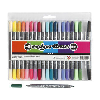 Dobbeltsidige penner - ekstra farger, 20 stk.