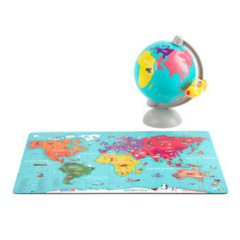 Trepuslespill verdenskart med globus, 63 biter.