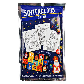 Sinterklaas fargeleggingsbok med 4 fargestifter og klistremerkeark