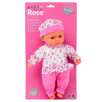 Baby Rose babydukke med lyder, 30 cm.