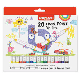 Bruynzeel Kids Twin Point Tusjpenner, 20 stk.