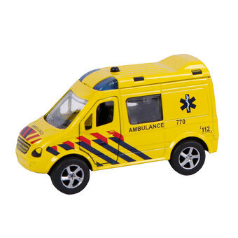2-Play die-cast pull back ambulanse nl lys og lyd