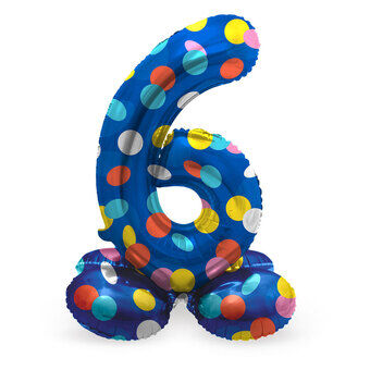 Stående folieballong fargerike prikker nummer 6 - 72cm