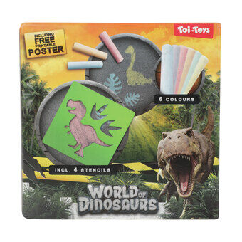 Verden av dinosaurer fortau kritt Dino med maler, 10 stk.
