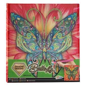 Canvas diamantmaleri sommerfugl, 30x30cm