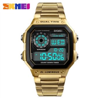 SKMEI Men\'s  Business Square Dial Digital Watch [Dual Time] [EL Luminous]