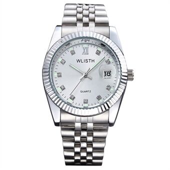 WLISTH Lovers Quartz armbåndsur i rustfritt Steel med båndklokke med kalender - hvit urskive / kjønn: menn