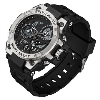 SANDA 9020 Luminous Watch Multifunksjon Analog Digital Dual Time Display Armbåndsur