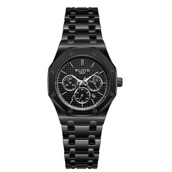 WLISTH 6149 Alloy Strap Business Quartz Watch Lysende armbåndsur med kalender
