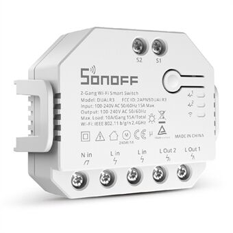 SONOFF DUALR3 2 Gang WiFi Smart Light Switch 2-veis DIY Breaker Modul Fjernkontroll med strømmåler