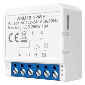 AVTTO WSM16 1-Gang Dual Way Control Smart WiFi Switch APP Stemmekontroll DIY Light Switch Module